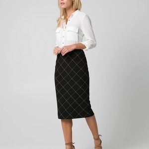 Le Chateau Windowpane Pencil Skirt
